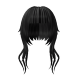 black medium length layered haircut w/ bangs