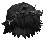 Black Messy Anime Boy Hair w/ Y2K Distressed Hat