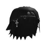 Black Messy Anime Boy Hair w/ Y2K Distressed Hat