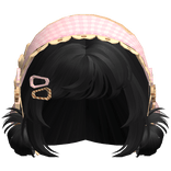 Black Messy Buns W/ Mori Kei Neapolitan Bonnet