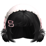 Black Messy Buns W/ Mori Kei Pink Bonnet