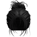 Black - Messy Grunge Ponytail Bun, Light Bangs
