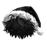 Black Messy Hair w/ Black Santa Hat