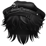 Black Messy Hair w/ Skull Punk Cap
