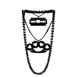 Black Messy Layered Scene Necklace