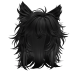 Black Messy Wolfcut w/ Cat Ears