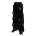 Black Metal Cross Y2K Cargo Pants w/ Shoes