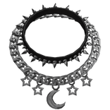 Black Moon & Stars Spiked Collar Chain Necklace