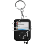 Black Music Player With Headphones Keychain