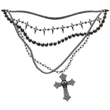 Black necklace w/ diamond skull and cross