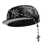 Black NY Fitted Cap w/ Rosary