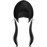 Black Pigtails Bows Long W Bangs