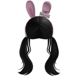 Black Pigtails with Bunny Headband