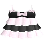 ♡ : black + pink polka dot ruffle baby doll dress