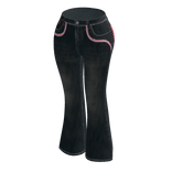Black Pink-Stitch Flare Jeans
