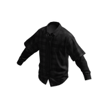 Black Plaid Layered Overshirt w/ Black Tie