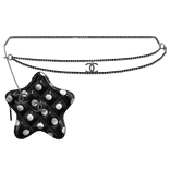 Black Polka Cstar Quilted Waist Bag Silver