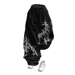 Black Print Half Raised Baggy Sweatpants w/ Shoes
