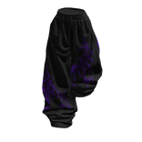 Black Purple Print Half Raised Baggy Sweatpants