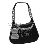 Black Purse "I'm Just a Girl" Pearl Teddy Preppy