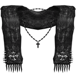 Black Ratty Distressed Vintage Worn Scarf w/ Chain