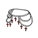 black red cross body jewelry belt