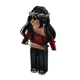Black Red Grunge Girl Avatar w/ Crown & Long Hair