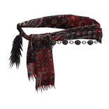 Black Red Paisley Emo Ornamental Waist Cloth Scarf