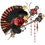 Black Red Panther Floral Traditional Japanese Fan