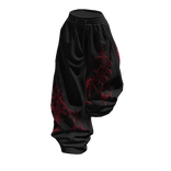 Black Red Print Half Raised Baggy Sweatpants