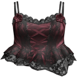 Black Red Rose Corset Top
