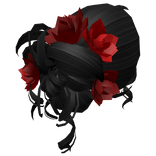 Black Red Spring Floral Curly Messy Bun Hair