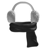 Black scarf with white headphones