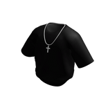 Black Shirt with Cross Chain