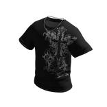 Black Shirt with Silver Cross Chain