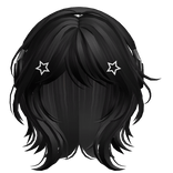 Black Short Wolf Cut Hair with Headphones