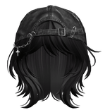 Black Short Wolf Cut Hair with Y2K Distressed Hat2