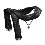 Black Sigil Vintage Neck Scarf w/ Chrome Rosary