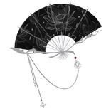 Black Silver Lotus Celestial Fan