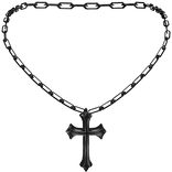 ♡ black silver realistic cross chained necklace