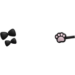 ♡ Black Simple Kawaii Bow & Paw Clips
