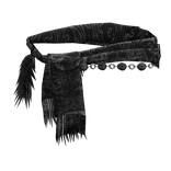 Black Skull Grunge Ornamental Waist Cloth Scarf