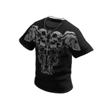 Black Skull Shirt with Silver Cross Chain
