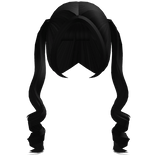 ♡ black soft curled pigtails with bangs