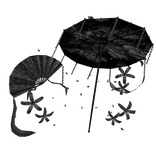 Black Spider Lily Maximalist Umbrella Fan