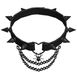 black spike chain collar layered necklace