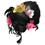 Black Spring Floral Flower Curly Messy Bun Hair