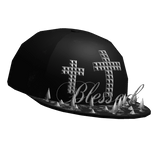 black studded cross spiky vkei scene cap