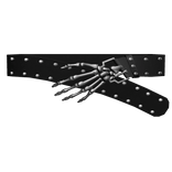 Black Studded Punk Belt With Metal Skelly Hand 1.0