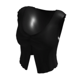 Black Stylish Pleated Crop Tee